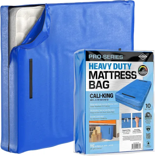 Vista 14 de Protector de colchón Full XL para mudanza y almacenamiento, resistente 10 mil de grosor, impermeable, para mudanzas, cremallera y 8 asas