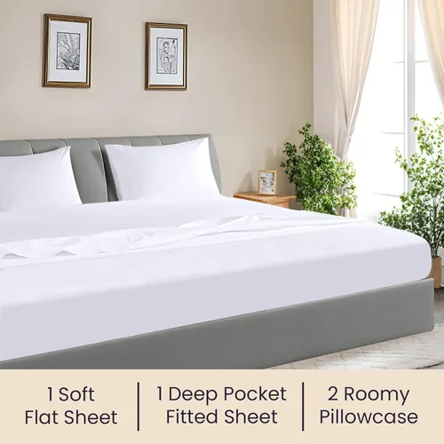 Vista 2 de SGI Bedding 108" x 108" Juego de sábanas de 4 piezas de tamaño Alaskan King de 1000 hilos 100% de algodón egipcio - Sábanas de bolsillo profundo
