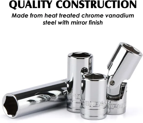 Vista 4 de MIXPOWER 5 piezas de enchufe de 1/4" de 6 puntos de tamaño único de 10 mm, juego de enchufes de 10 mm, enchufe magnético, junta universal, enchufe
