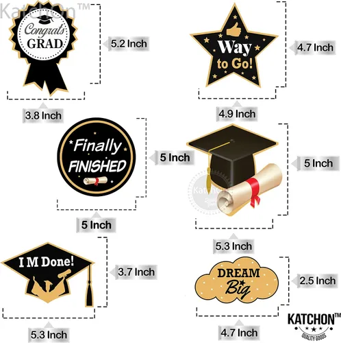 Vista 6 de KatchOn, Decoraciones de fiesta de graduación negras y doradas 2026 – Paquete de 13 Remolinos colgantes de graduación para fiesta de graduación