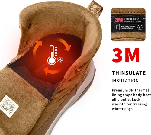 Vista 3 de Coostar Botas de nieve de invierno para hombre, con aislamiento Camello