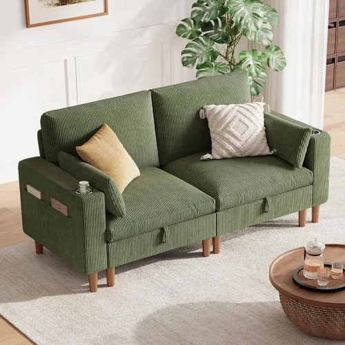 Vista 15 de LINSY HOME Sofá modular modular de 110 pulgadas con almacenamiento, sofá nube de 3 asientos con 1 otomana móvil y 2 almohadas, sofás seccionales