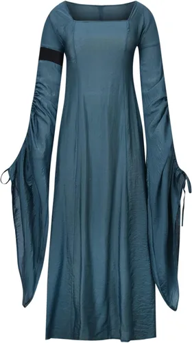 Vista 5 de Vestidos victorianos vintage para mujer, vestido de princesa irlandesa renacentista, vestido de hada, vestido de manga larga acampanada, vestido