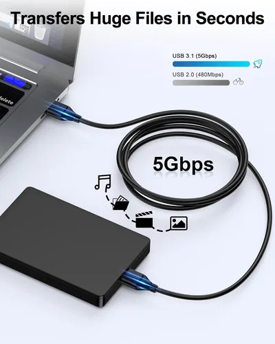 Vista 3 de Cable USB a USB de 6 pies, macho a macho, cable USB A a USB A para discos duros WD, PC, Mac, laptop, PS4, Xbox, USB 2.0 tipo A, impresora, cable