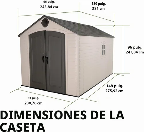 Vista 3 de Lifetime 6402 Cobertizo de almacenamiento para exteriores, 8 por 12.5 pies; 2 ventanas