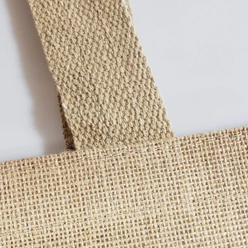 Vista 7 de Bolsas de arpillera de yute para la playa, bolsas de compras ecológicas con forro de algodón (1, mediano (20 x 14 x 6 pulgadas)