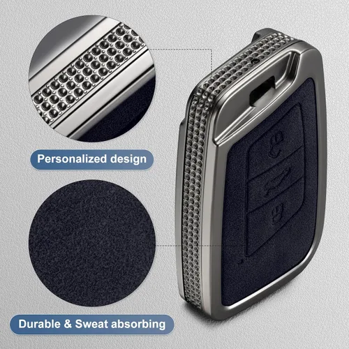 Vista 4 de YO&YOYE Compatible con funda para llavero VW Volkswagen con llavero protector de llave de cuero