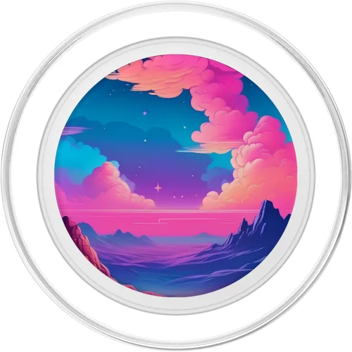 Vista 2 de Aesthetic Vaporwave Landscape Colorful Synthwave PopSockets MagSafe PopGrip for iPhone