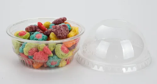 Vista 3 de Golden Apple, 3.5oz-30sets de vasos de plástico transparente para helado, tazas de postre, cuenco de aperitivos con tapas de cúpula sin agujero