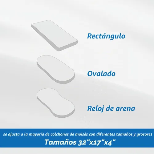 Vista 5 de Funda de colchón de moisés para colchón de reloj de arena/moisés ovalado, protector de colchón impermeable acolchado para moisés (32 x 17 pulgadas)