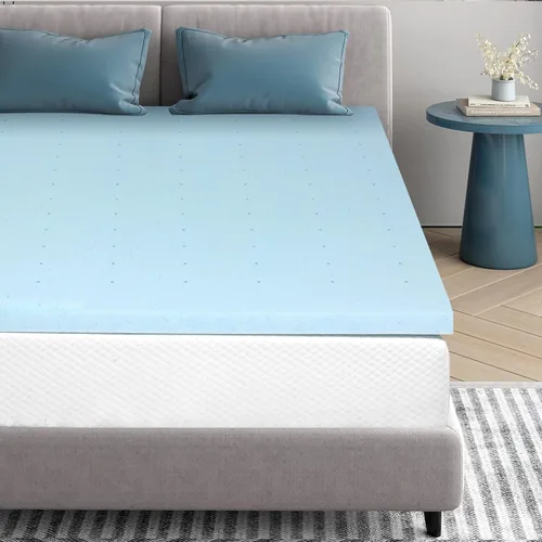 Vista 2 de BLKMTY Cubrecolchón tamaño Queen, colchón de espuma viscoelástica ventilada de 3 pulgadas, colchón de memoria de gel, transpirable, suave, en una