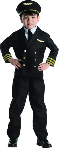 Vista 2 de Dress Up America Disfraz de piloto para niños y niñas, uniforme de capitán de aerolínea para niños, juego de rol para niños