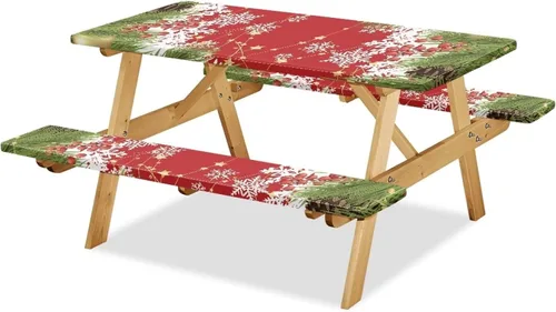 Vista 16 de Funda de mesa de picnic con fundas de banco, resistente al viento, resistente a las manchas, mantel de camping y accesorios de viaje, juego de 3