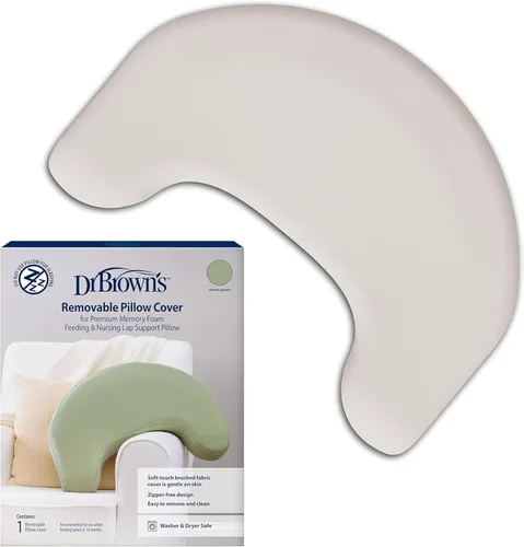 Vista 15 de Dr. Brown's Funda de almohada con soporte para regazo de lactancia y alimentación con biberón, tela cepillada suave, beige suave