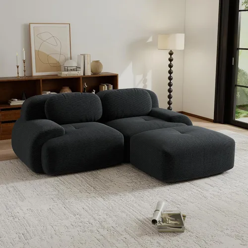 Vista 74 de Sofás seccional modular de 80" sin huesos modernos para sala de estar, juego de sofás comprimidos de 2 plazas con asiento profundo, sin necesidad