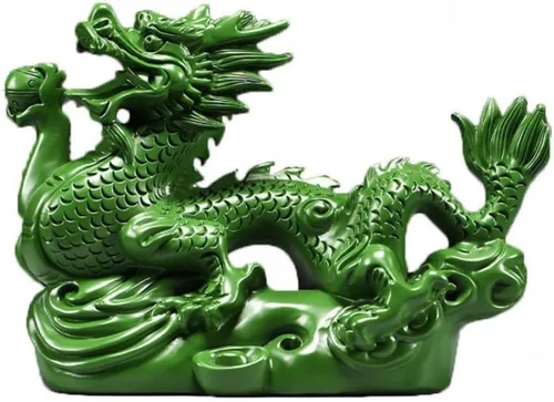 Vista 9 de RCFINE Estatua de dragón pequeña de madera china Feng Shui Dragon Figurines 2024 Año del Dragón Regalo Escultura de dragón para el éxito de la Negro