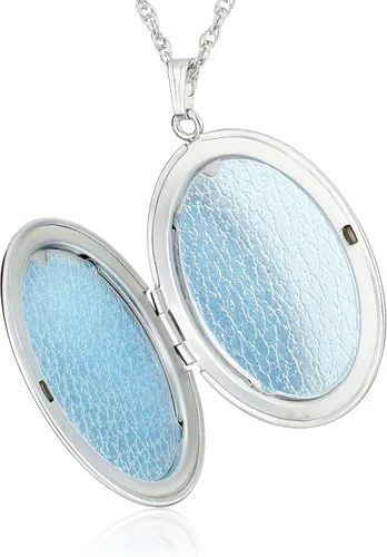 Vista 2 de Amazon Essentials Collar con medallón ovalado de plata de ley extra grande, 22 pulgadas