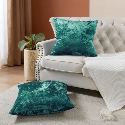 Vista 30 de Home Soft Things Funda de almohada decorativa de terciopelo triturado, 4 piezas, aguacate, 20 x 20 pulgadas, funda cuadrada de acento suave