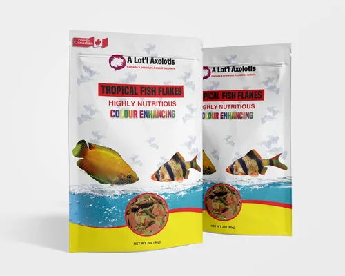 Vista 4 de A Lot'l Axolotls Copos de pescado tropical, mejora del color, alto contenido de proteínas, alimentos básicos, 2 onzas