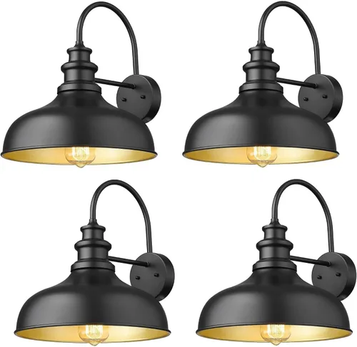 Vista 10 de Bestshared Paquete de 4 luces de pared para exteriores, luz de granero de granja, farol resistente al agua para exteriores, base E26, aplique