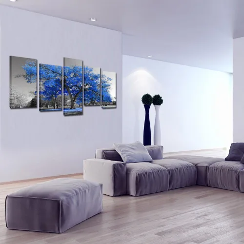 Vista 3 de Kreative Arts cuadro de lienzo con pintura de árbol azul