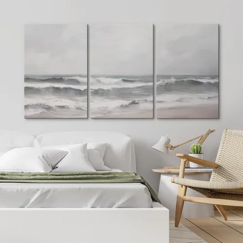 Vista 424 de wall26 Lienzo enmarcado para pared, juego de arte de acuarela pastel, paisaje rural, ilustraciones con formas abstractas, arte moderno, decorativo