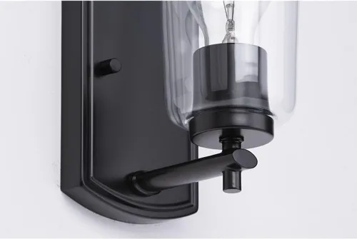 Vista 4 de Progress Lighting Adley Collection - Lámpara de tocador de baño tradicional de cristal transparente, color negro mate