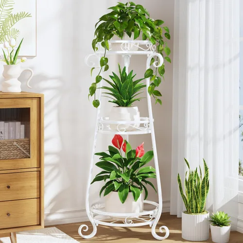 Vista 23 de LASZOLA 3 Tiers Metal Corner Plant Flower Stand Tall Indoor Outdoor, Bronze Bronce