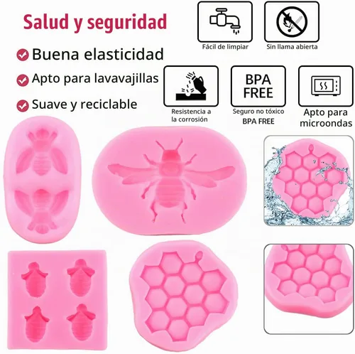 Vista 2 de ZiXiang Bumble Bee - Molde de silicona para fondant de panal, juego de 4 Estilo a