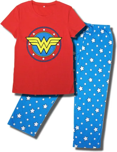 Vista 2 de Conjunto de pijama de superhéroe para mujer, Rojo