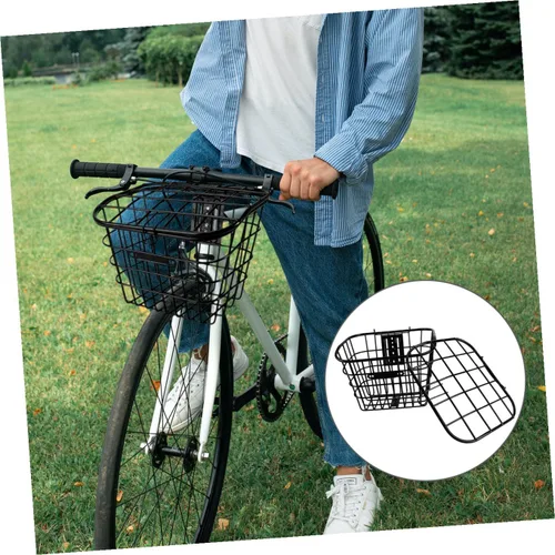 Vista 8 de BESPORTBLE Cesta de bicicleta de alambre de acero inoxidable para adorno de bicicleta multiusos