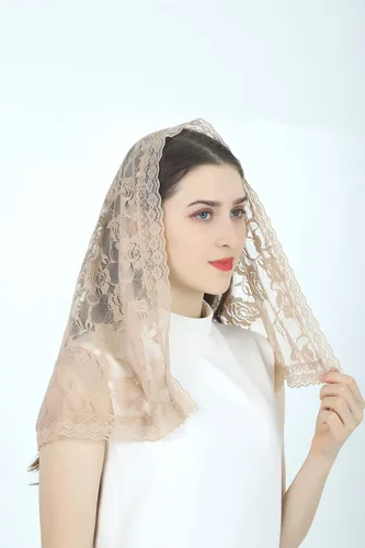 Vista 30 de Velo de mantilla de encaje suave y cómodo, 7 colores, estilo español, velo de encaje, cubierta de cabeza, forma de D