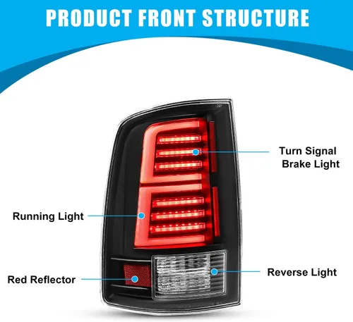 Vista 4 de CPW Luces traseras LED para Dodge Ram 1500/2500/3500 2019 Ram 1500-2018 2019 Ram 1500 Classic luces traseras lámpara trasera secuencial DRL