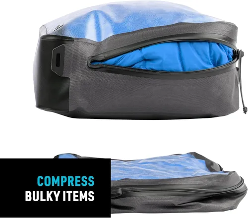 Vista 5 de Nite Ize RunOff Cubo de embalaje impermeable, cubo de embalaje impermeable para viajes, bolsa de viaje seca con compresión, carbón, grande