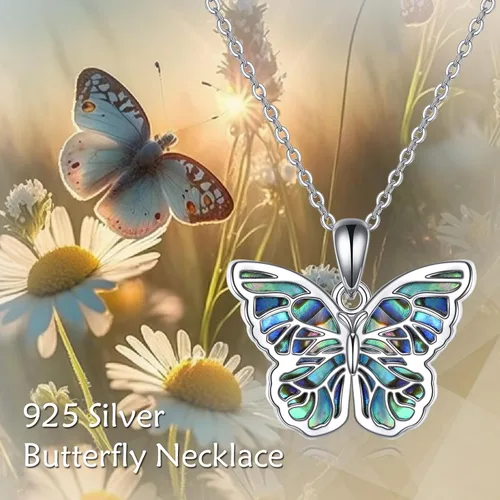 Vista 6 de URONE Collar con colgante de mariposa para mujer, plata de ley, joyería de mariposa, regalos para mujer