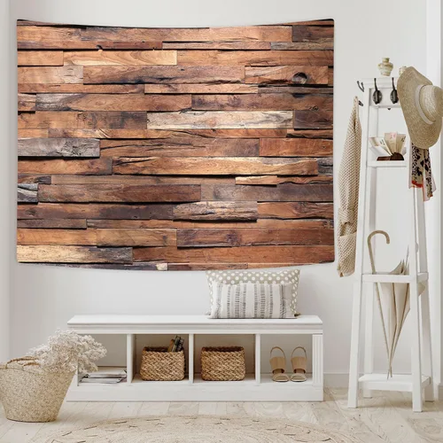 Vista 3 de JAWO Tapiz rústico de madera para colgar en la pared, tela de poliéster, 40 x 30 pulgadas, decoración de sala de estar, dormitorio, comedor