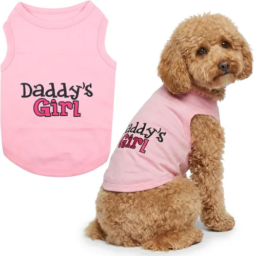 Vista 26 de Parisian Pet - Camiseta para perros y gatos, con texto en inglés Daddy's Girl, 2XS