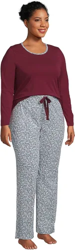 Vista 3 de Lands' End Women's Knit Pajama Set Long Sleeve T-Shirt and Pants