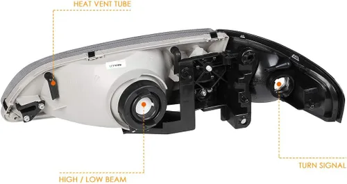 Vista 5 de Juego de 2 faros delanteros compatibles con Mazda 626 98-99, carcasa ahumada/esquina ámbar