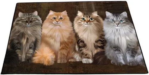 Vista 22 de Doggie of the Day Siberian Cats Floor Mat - 4th of July Independence Day - Best Dog Doormat - Protector Decor - Unique Portrait Art - Premium