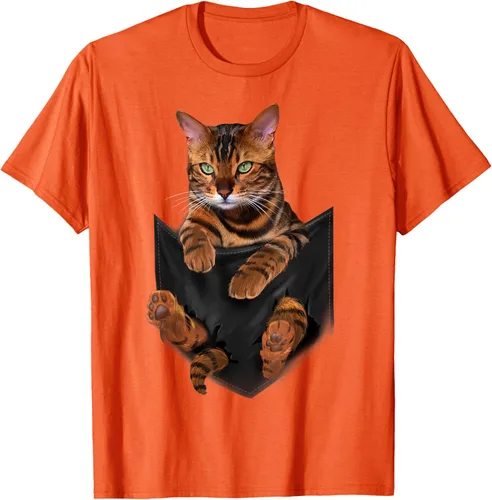 Vista 93 de Camiseta de bolsillo con estampado de tigre y gato Negro