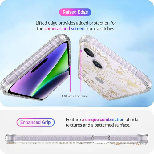 Vista 5 de LONLI Hue Funda para iPhone 14 – [Protector de golpes de 360° que absorbe los impactos] – [Funda de teléfono bonita y única para niñas y mujeres]