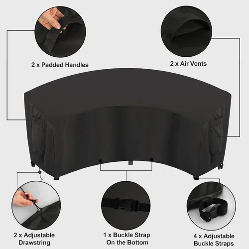 Vista 5 de OutdoorLines Funda seccional curvada impermeable para exteriores, resistente a los rayos UV, resistente al viento, para terraza, césped y patio