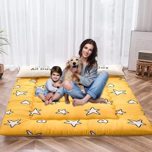 Vista 13 de QQP Colchón de futón japonés plegable de tatami, tapete portátil para adultos y niños, tapete para dormir adecuado para campamento, habitación