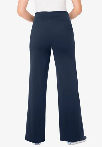 Vista 2 de Woman Within Pantalón de pierna ancha de algodón elástico para mujer, talla grande