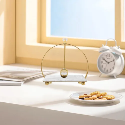 Vista 5 de Angoily Arc-shaped Metal Napkin Holder for Tabletop, Gold Finish, Weighted Rustic Paper Towel Dispenser for Dining Room and Kitchen Use, Sturdy