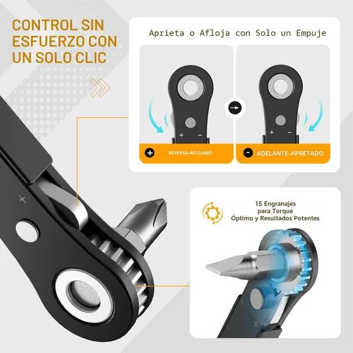 Vista 5 de Destornillador de Ángulo Recto Regalos para Hombres - Destornillador de Trinquete Desplazado de 90 Grados de Bolsillo Mini Perfil Bajo Juego