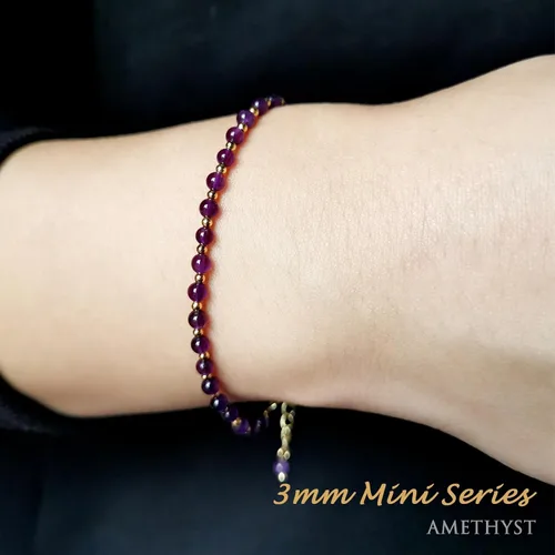 Vista 4 de Morchic - Pulsera ajustable de pulgadas para mujer, con mini cuentas de gemas naturales, serie de dijes de gemas de energía, regalo de cumpleaños