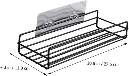 Vista 3 de Levemolo 2 estantes organizadores para platos adhesivos, cepillos de champú, soportes inoxidables, estantes para ducha, granja, freguero, negro