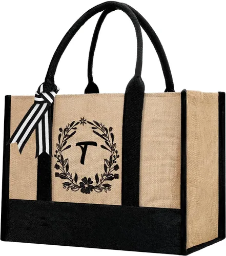 Vista 26 de Bolsa de mano personalizada de yute para mujeres, regalos para el día de la madre, regalo de Navidad de cumpleaños para mujeres y amigas
